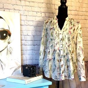 Anthropologie Maeve Bird Classification Blouse